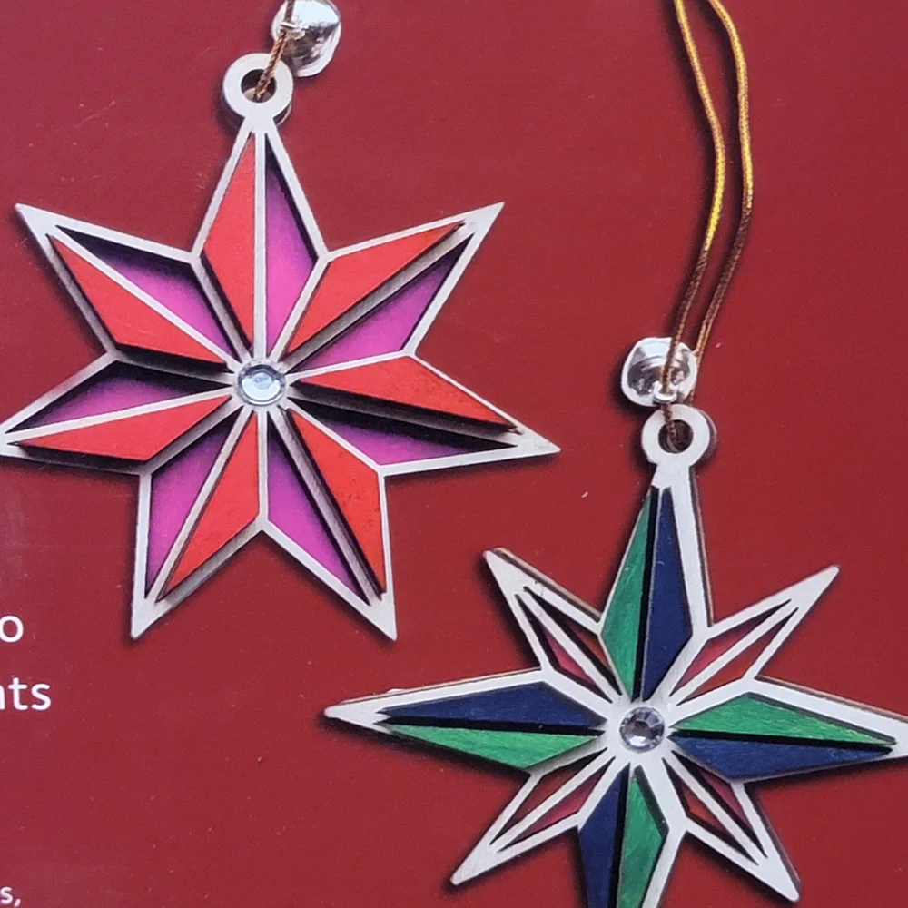 Brae‎ Reese Mosiac Star Ornament Craft Kit Red Green Christmas Holiday DIY